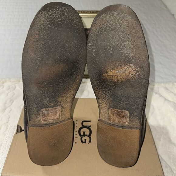 UGG 15 Men’s Leighton 3275 M Chocolate Brown Tan Soles Leather Twinsole Boots - Picture 9 of 16